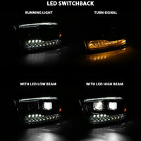ANZO 2009-2018 Dodge Ram 1500 Led Projector Plank Style Switchback H.L Halo Black Amber (OE Style) - Burkken Auto Parts