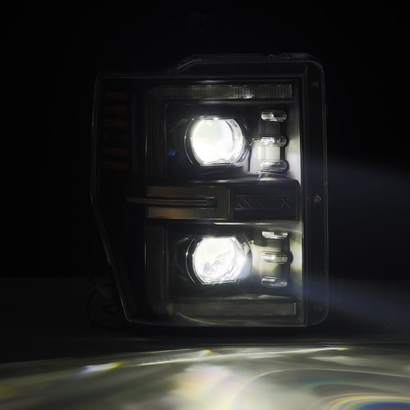 AlphaRex 08-10 Ford F250-550 LUXX-Series LED Projector Headlights Black w/Activ Light/Seq Signal - Burkken Auto Parts