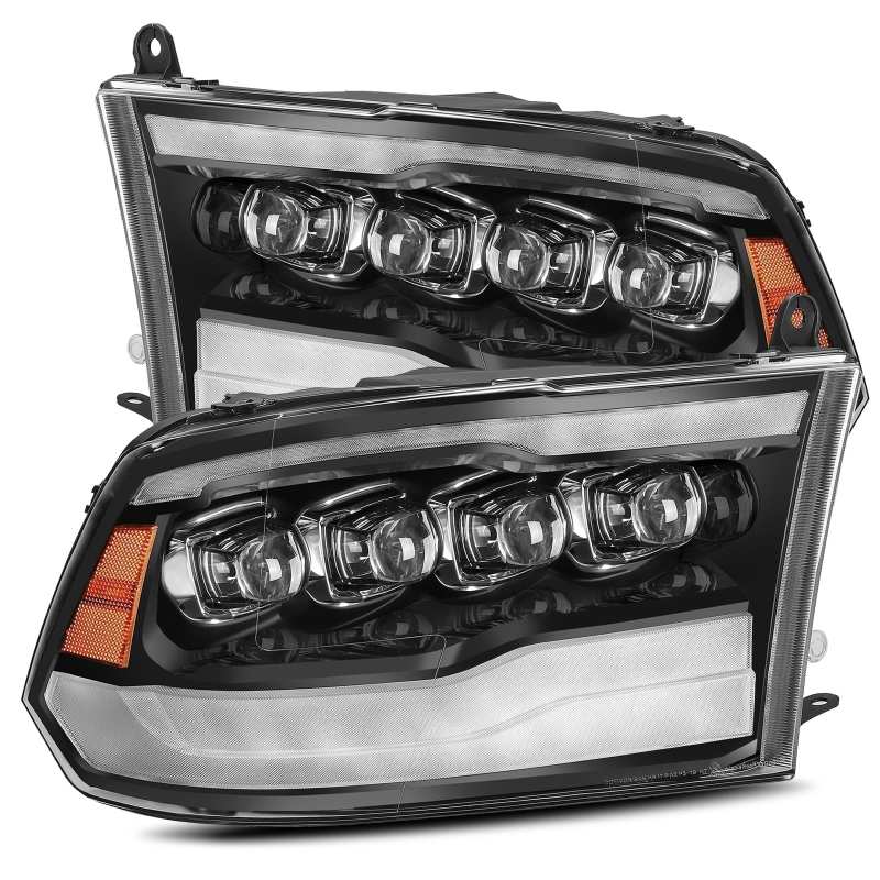 AlphaRex 09-18 Dodge Ram 1500HD NOVA LED Projector Headlights Plank Style Design Gloss Black w/DRL - Burkken Auto Parts