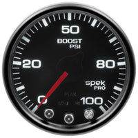 Autometer Spek-Pro Gauge Boost 2 1/16in 100psi Stepper Motor W/Peak & Warn Blk/Smoke/Blk - Burkken Auto Parts