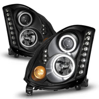 ANZO 2003-2007 Infiniti G35 Projector Headlights w/ Halo Black (CCFL) (HID Compatible) - Burkken Auto Parts
