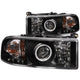 ANZO 1994-2001 Dodge Ram Projector Headlights w/ Halo Black - Burkken Auto Parts