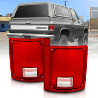 ANZO 1978-1991 Chevy Blazer Taillight Red/Clear Lens w/o Chrome Trim Fleetside (OE Replacement) - Burkken Auto Parts