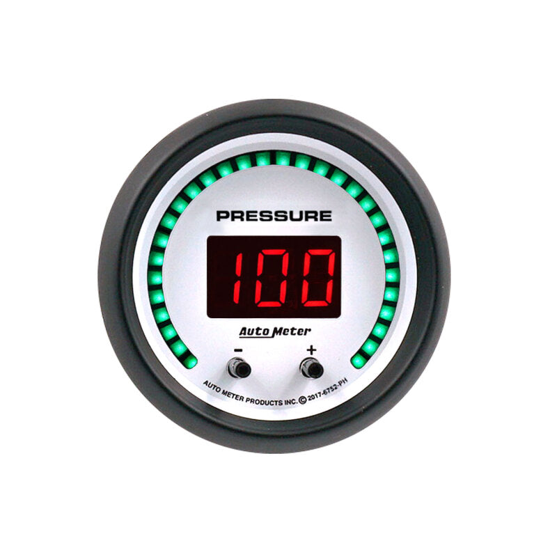 Autometer 52.4mm White Switchable 0-1600 PSI/0-110 BAR Fluid Pressure Phantom Elite Digital Gauge - Burkken Auto Parts
