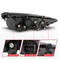 ANZO 2013-2015 Hyundai Genesis Projector Headlights w/ Plank Style Design Black (HID Compatible) - Burkken Auto Parts