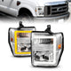 ANZO 08-10 Ford F-250 - F-550 Super Duty Projector Headlights w/ Light Bar Switchback Chrome Housing - Burkken Auto Parts