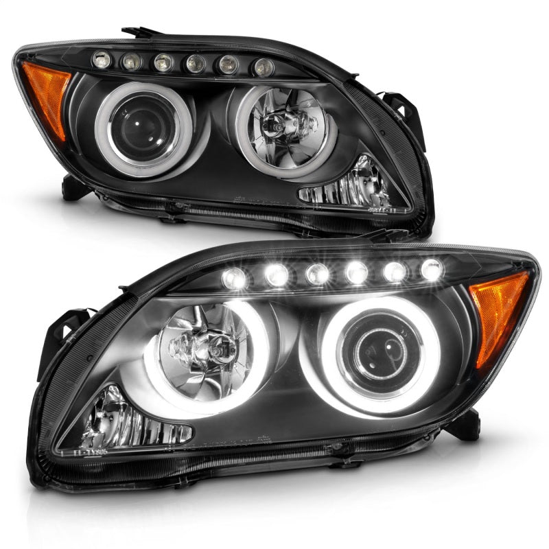 ANZO 2005-2010 Scion Tc Projector Headlights w/ Halo Black (CCFL) - Burkken Auto Parts