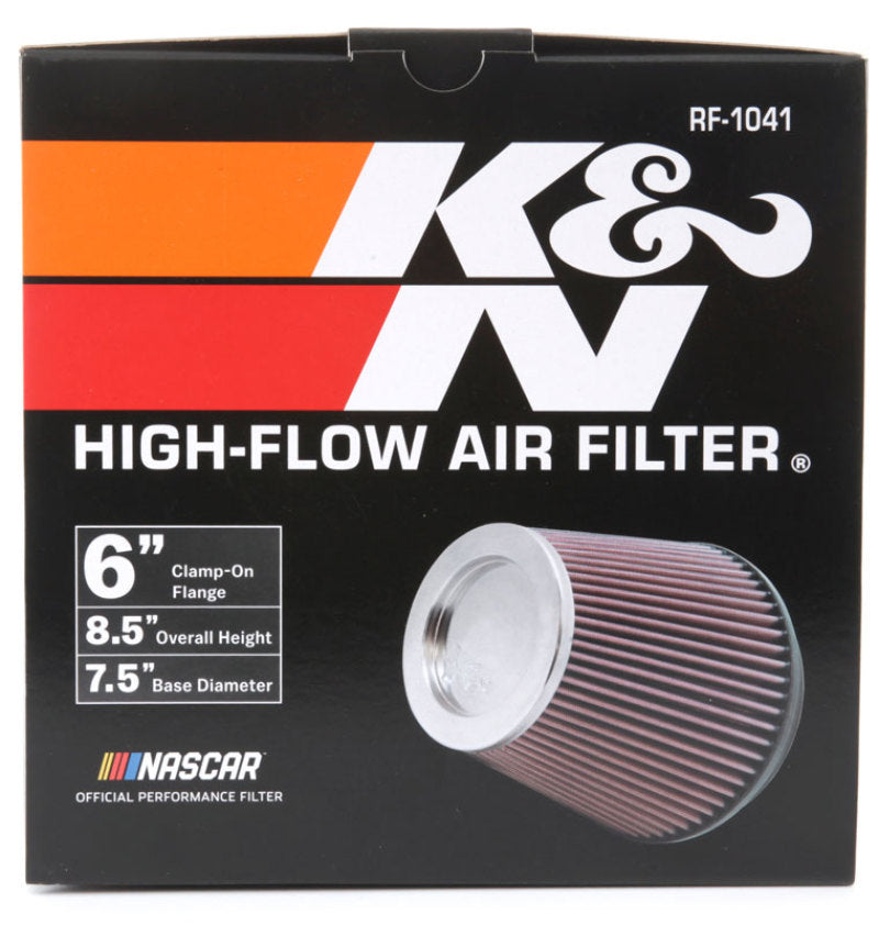 K&N Round Tapered Universal Air Filter 6 inch Flange 7 1/2 inch Base 5 inch Top 7 1/2 inch Height - Burkken Auto Parts