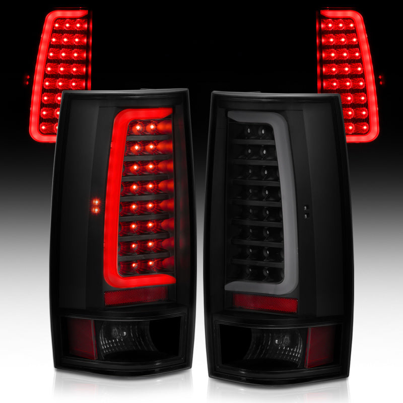 ANZO 2007-2014 Chevy Tahoe LED Taillight Plank Style Black w/Smoke Lens - Burkken Auto Parts