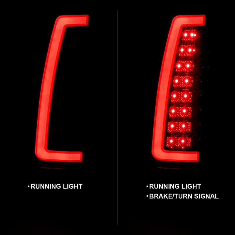 ANZO 1999-2000 Cadillac Escalade LED Taillights Black Housing Smoke Lens Pair - Burkken Auto Parts