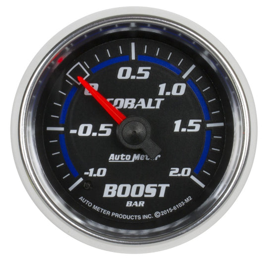 Autometer Cobalt Gauge Vac/Boost 2 1/16in -1 - +2 Bar Mechanical Cobalt - Burkken Auto Parts