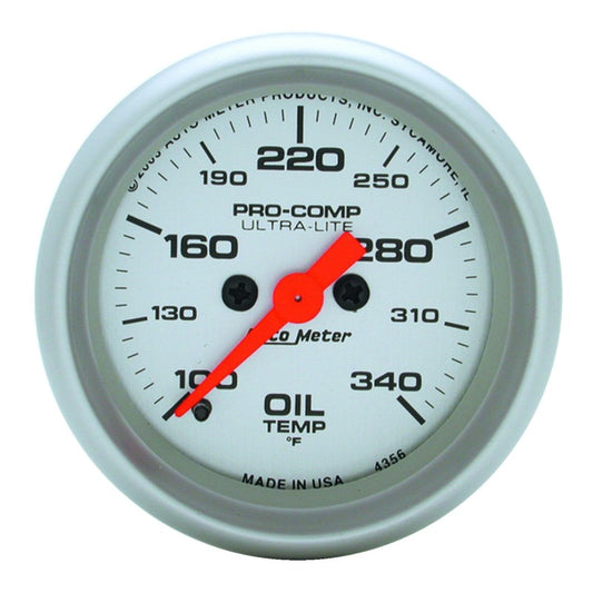 Autometer Ultra-Lite 52mm 100-340 degree F Full Sweep Electronic Oil Temperature Gauge - Burkken Auto Parts