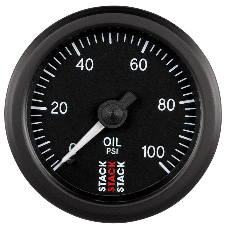 Autometer Stack 52mm 0-100 PSI 1/8in NPTF (M) Mechanical Oil Pressure Gauge - Black - Burkken Auto Parts