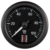 Autometer Stack 52mm 0-100 PSI 1/8in NPTF (M) Mechanical Oil Pressure Gauge - Black - Burkken Auto Parts
