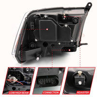 ANZO 2009-2018 Dodge Ram 1500 Projector Plank Style Switchback H.L Halo Black Amber (OE Style) - Burkken Auto Parts