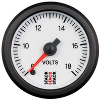 Autometer Stack 52mm 8-18V Pro Stepper Motor Battery Voltage Gauge - White - Burkken Auto Parts