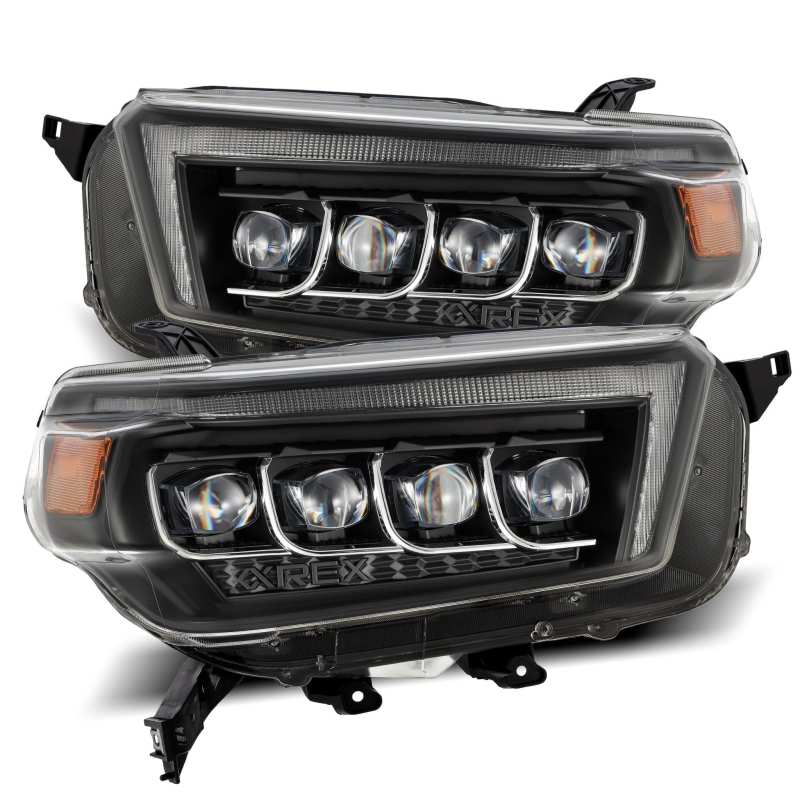AlphaRex 10-13 Toyota 4Runner NOVA LED Projector Headlights Plank Style Black w/Seq Signal/DRL - Burkken Auto Parts