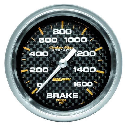 AutoMeter Gauge Brake Pressure 2- 5/8in 1600PSI Digital Stepper Motor - Carbon Fiber - Burkken Auto Parts