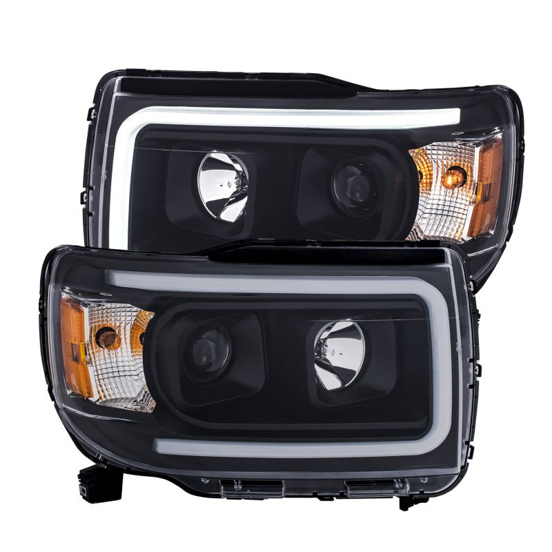 ANZO 2015+ GMC Canyon Projector Headlights w/ Plank Style Design Black w/ Amber - Burkken Auto Parts