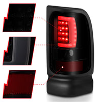 ANZO 1994-2001 Dodge Ram 1500 LED Taillights Plank Style Black w/Smoke Lens - Burkken Auto Parts