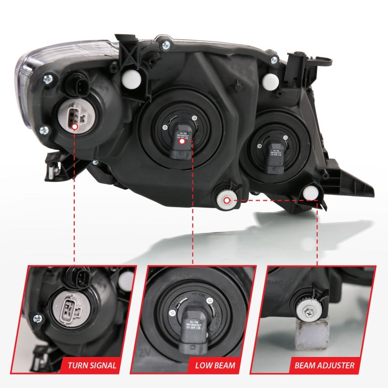 ANZO 2009-2010 Toyota Corolla Crystal Headlight Black Amber - Burkken Auto Parts