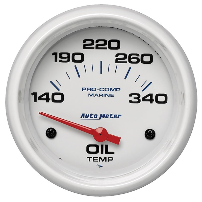 Autometer Marine White Air-Core Electric Oil Temperature Gauge 2-5/8in 140-300 Deg F - Burkken Auto Parts