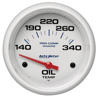 Autometer Marine White Air-Core Electric Oil Temperature Gauge 2-5/8in 140-300 Deg F - Burkken Auto Parts