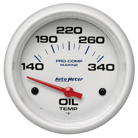 Autometer Marine White Air-Core Electric Oil Temperature Gauge 2-5/8in 140-300 Deg F - Burkken Auto Parts