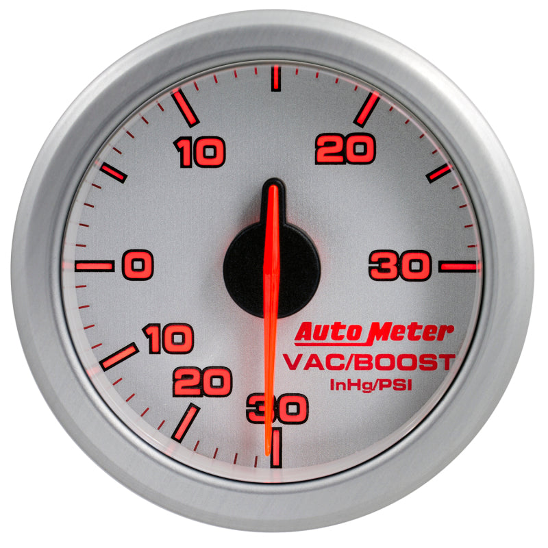 Autometer Airdrive 2-1/6in Boost/Vac Gauge 30in HG/30 PSI - Silver - Burkken Auto Parts