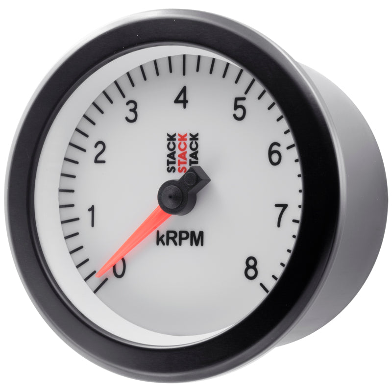 Autometer Stack Sport 88mm 0-8K RPM Tachometer - White - Burkken Auto Parts