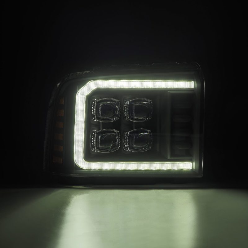 AlphaRex 05-07 Ford F250/350/450/550 Super Duty NOVA LED Proj HL Blk w/Actv Light & Seq Sig + SB DRL - Burkken Auto Parts