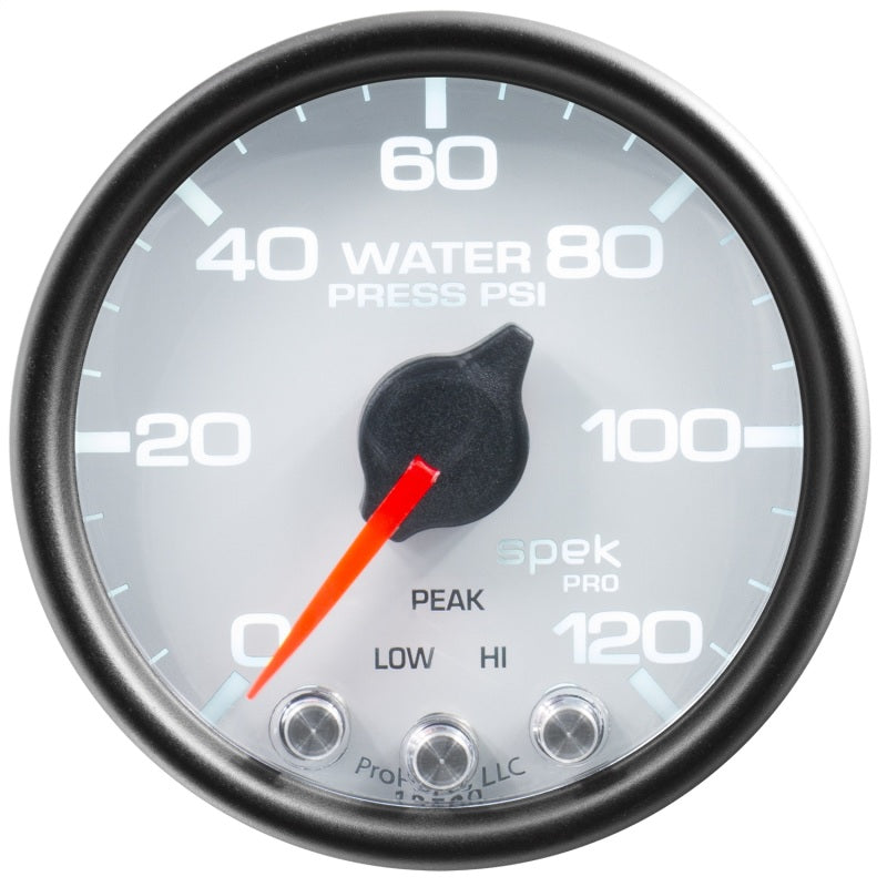 Autometer Spek-Pro Gauge Water Press 2 1/16in 120psi Stepper Motor W/Peak & Warn Wht/Blk - Burkken Auto Parts