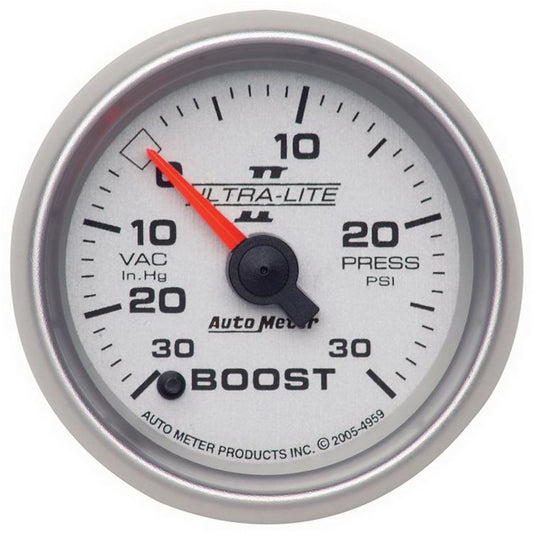 Autometer Ultra-Lite II 52mm 30 In Hg-Vac/30 PSI Full Sweep Electronic Vacuum/Boost Gauge - Burkken Auto Parts