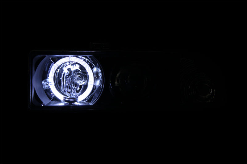 ANZO 1998-2005 Chevrolet S-10 Projector Headlights w/ Halo Black - Burkken Auto Parts