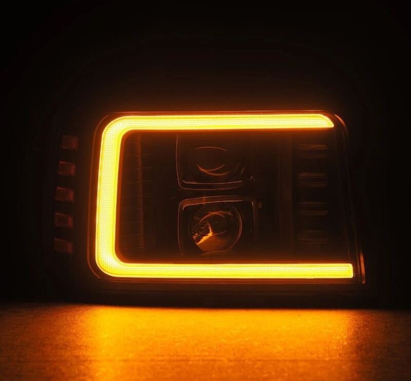 AlphaRex 92-96 Ford F-Series/Bronco PRO-Series Proj Headlight Blk w/Seq. Sig & DRL - Burkken Auto Parts