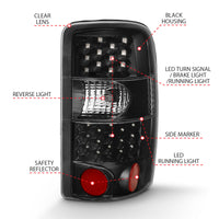 ANZO 2000-2006 Chevrolet Tahoe Led Taillights Black/Clear - Burkken Auto Parts