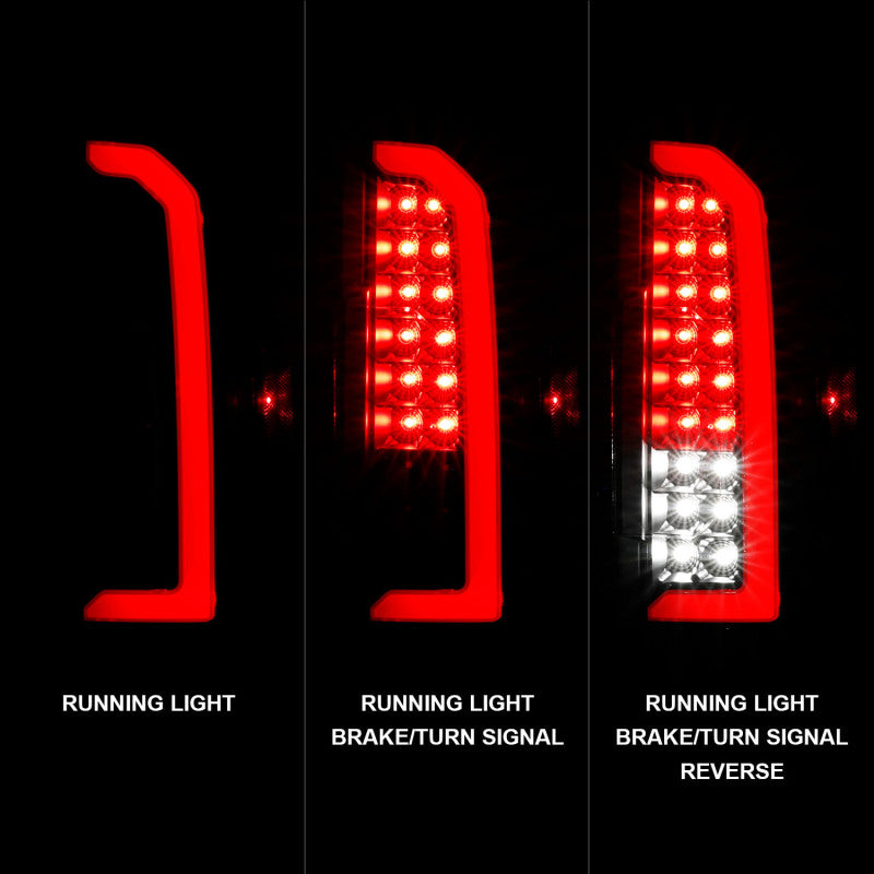 ANZO 15-21 Chevrolet Colorado Full LED Tail Lights w/ Red Lightbar Black Housing Clear Lens - Burkken Auto Parts