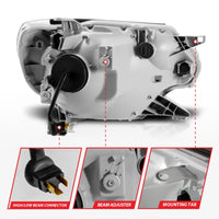 ANZO 12-15 Toyota Tacoma Projector Headlights - w/ Light Bar Switchback Chrome Housing - Burkken Auto Parts