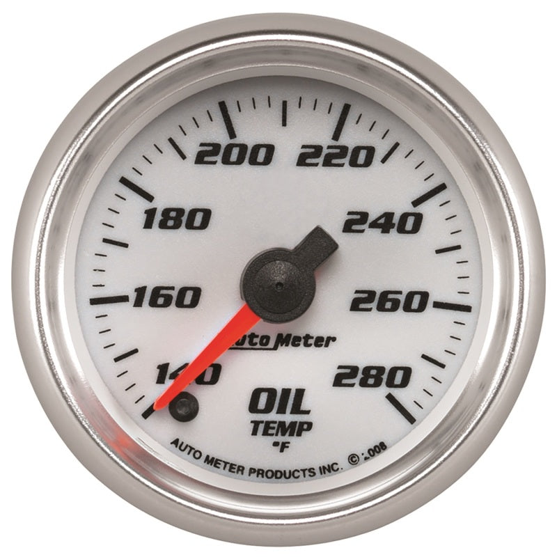 Autometer Pro-Cycle Gauge Oil Temp 2 1/16in 140-280f Digital Stepper Motor White - Burkken Auto Parts