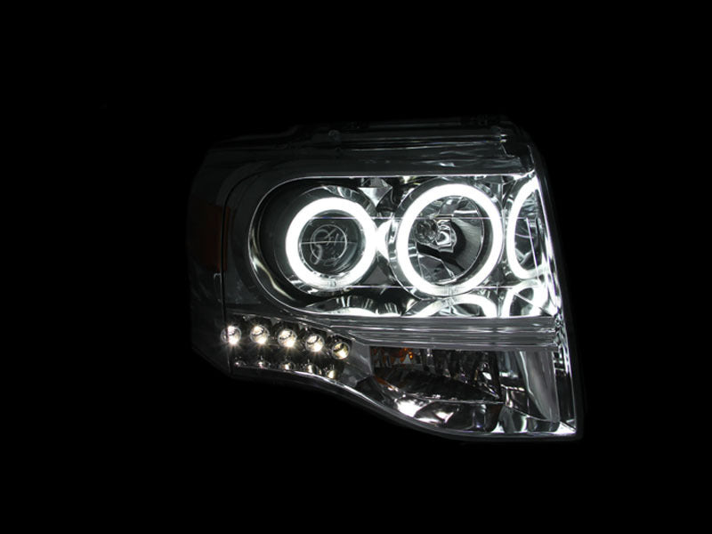ANZO 2007-2014 Ford Expedition Projector Headlights Chrome - Burkken Auto Parts