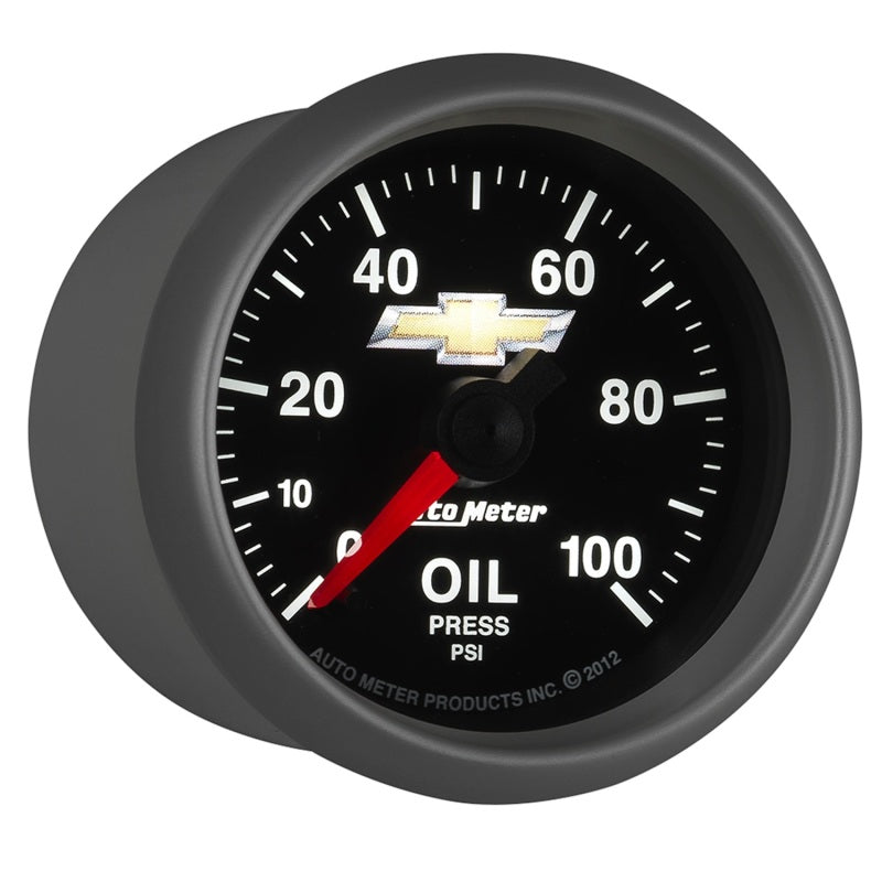 AutoMeter Gauge Oil Press 2-1/16in. 100PSI Digital Stepper Motor Chevy Gold Bowtie - Burkken Auto Parts