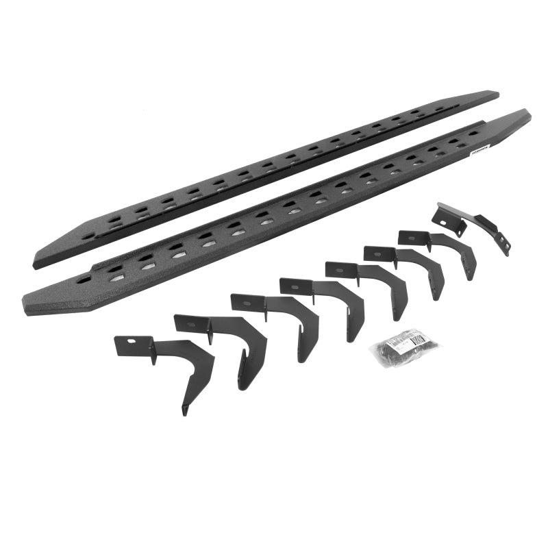 Go Rhino 15-22 GMC Canyon CC 4DR RB20 Slim Running Boards Kit (Incl. Brackets) - Bedliner Coating