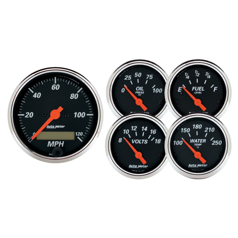 Autometer Designer 3-3/8in & 2-1/16in Kit Box-Elec Speedo & Elec Oil Press H2O Temp Volt Fuel Level - Burkken Auto Parts