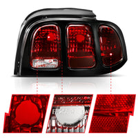 ANZO 1994-1998 Ford Mustang Taillight Dark Red Lens (OE Style) - Burkken Auto Parts