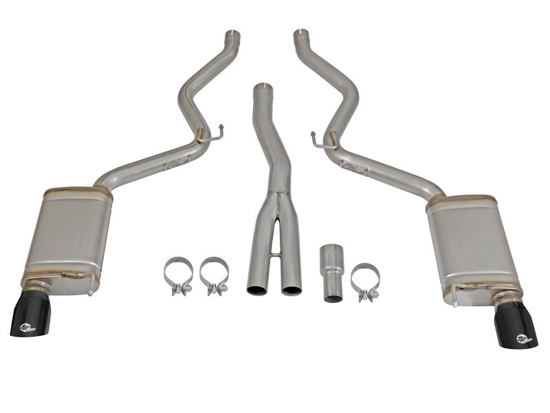 aFe MACHForce XP Exhausts Cat-Back SS-304 EXH w/ Black Tips 15-16 Ford Mustang EcoBoost 2.3L (t) - Burkken Auto Parts