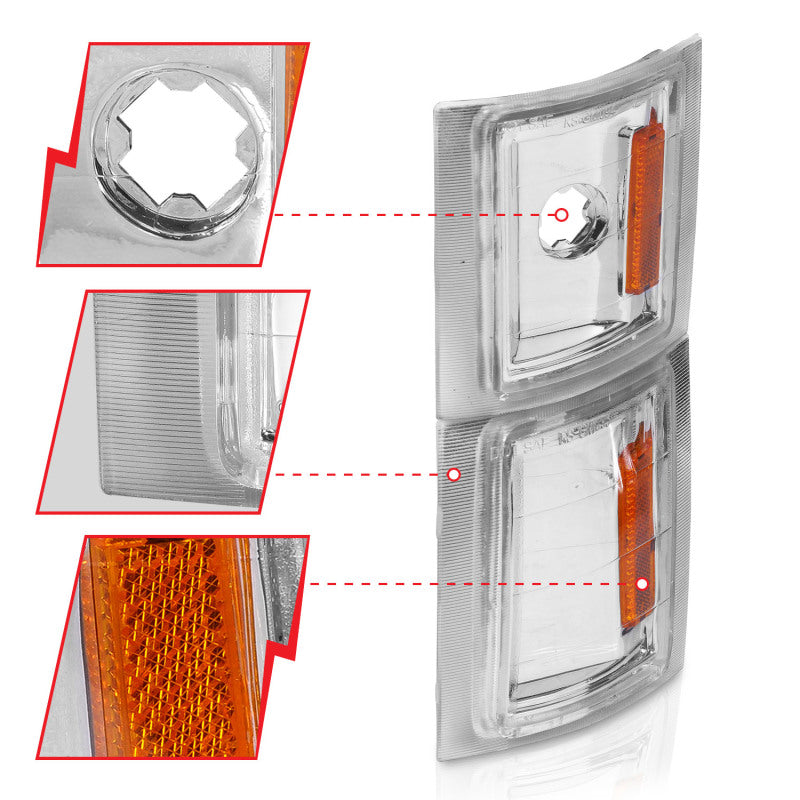 ANZO 1994-1998 Chevrolet Blazer Corner Lights Clear Lens w/ Amber Reflector - Burkken Auto Parts