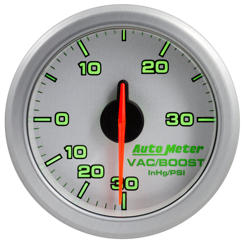 Autometer Airdrive 2-1/6in Boost/Vac Gauge 30in HG/30 PSI - Silver - Burkken Auto Parts
