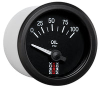 Autometer Stack Instruments 52mm 0-100 PSI 1/8in NPTF Electronic Oil Pressure Gauge - Black - Burkken Auto Parts