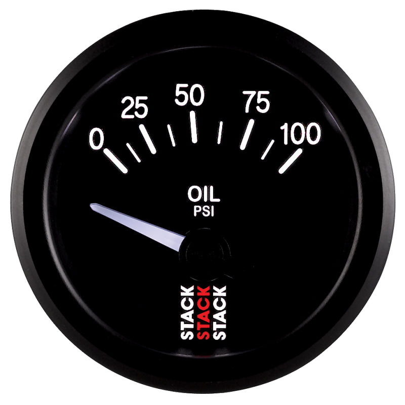 Autometer Stack Instruments 52mm 0-100 PSI 1/8in NPTF Electronic Oil Pressure Gauge - Black - Burkken Auto Parts