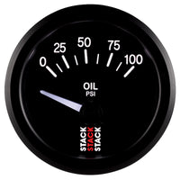 Autometer Stack Instruments 52mm 0-100 PSI 1/8in NPTF Electronic Oil Pressure Gauge - Black - Burkken Auto Parts